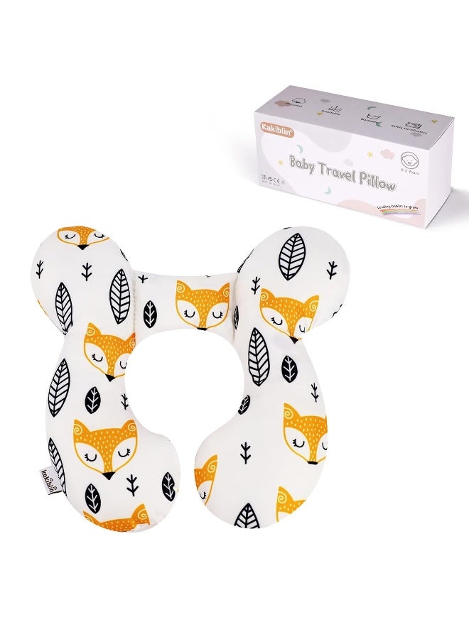 KAKIBLIN Baby Neck Pillow, Upgraded Baby Support Pillow for Head and Neck, Babies Head Pillow for Car Seat,Pushchair,Travel(Yellow Fox) - Image 1