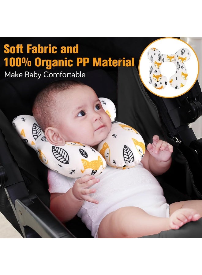 KAKIBLIN Baby Neck Pillow, Upgraded Baby Support Pillow for Head and Neck, Babies Head Pillow for Car Seat,Pushchair,Travel(Yellow Fox) - Image 2