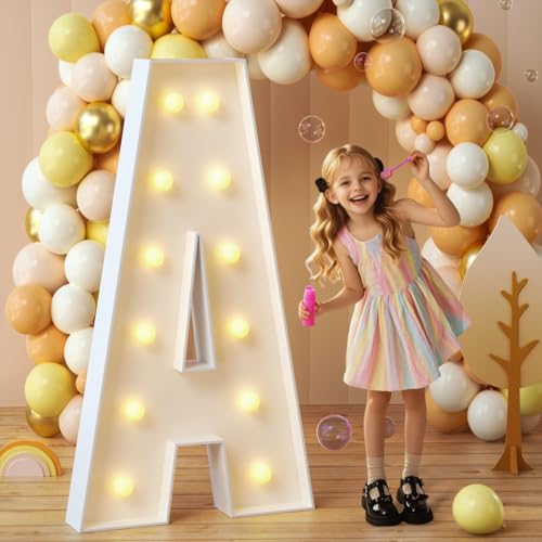 imprsv Marquee Light Up Letters 4FT Mosaic Letters with Light for Baby Shower Graduation Party Decor Large A for Engagement Wedding Party Decorations Need to Assemble - Image 1
