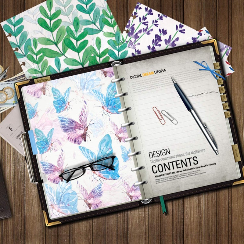 Rancco Discbound Tab Dividers, Junior-Size, 8 Disc Punched, 2 Set 12 Sheets Half Letter Frosted Floral PVC Discbound Binder Dividers for ARC Staples/Matha Stewart/Levenger Circa/TUL, 8.38x5.71 - Image 2