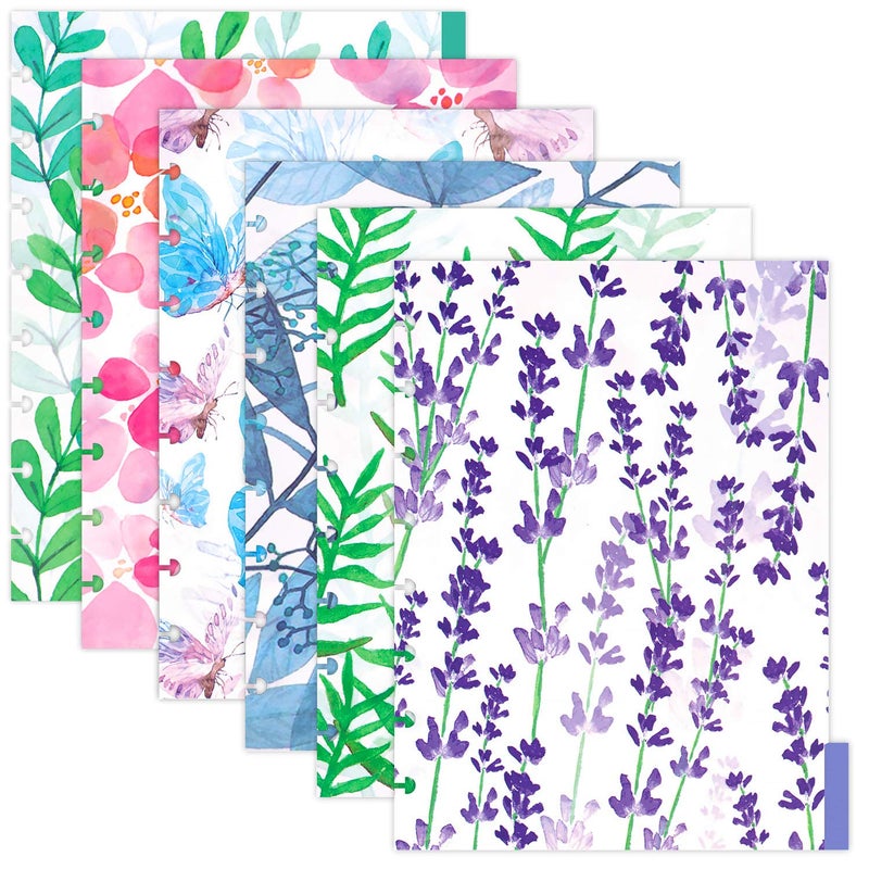 Rancco Discbound Tab Dividers, Junior-Size, 8 Disc Punched, 2 Set 12 Sheets Half Letter Frosted Floral PVC Discbound Binder Dividers for ARC Staples/Matha Stewart/Levenger Circa/TUL, 8.38x5.71 - Image 1