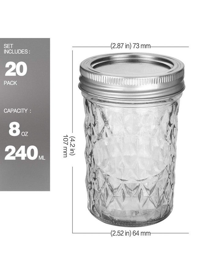 VERONES Mason Jars 8OZ, 8 OZ Canning Jars Jelly Jars with Regular Lids and Bands, Ideal for Jam, Honey, Wedding Favors, Shower Favors, 20 Pack,Extra 20 Lids - Image 3