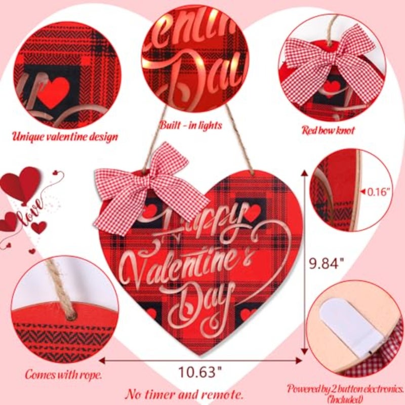 Valentines Day Door Sign Decorations for the Home - Lighted Up Valentines Front Door Wall Hanging Decor - Image 4