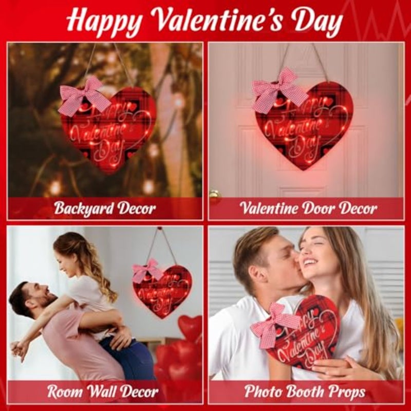Valentines Day Door Sign Decorations for the Home - Lighted Up Valentines Front Door Wall Hanging Decor - Image 2