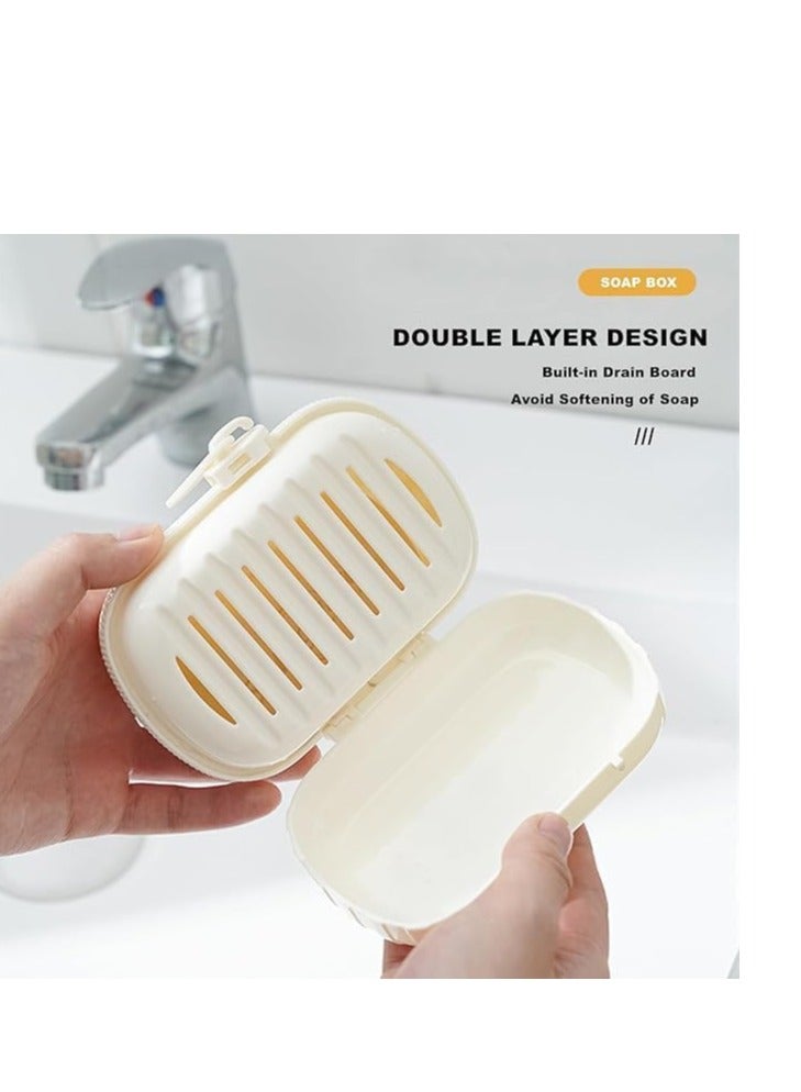 Soap Holder Travel Portable Soap Dish with Zipper Sealed Capsule Soap Saver Tray with Lid for Travel Hiking Waterproof Dustproof Soap Bar Container for Kitchen Shower Bathroom, White - Image 2