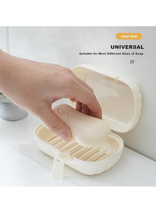 Soap Holder Travel Portable Soap Dish with Zipper Sealed Capsule Soap Saver Tray with Lid for Travel Hiking Waterproof Dustproof Soap Bar Container for Kitchen Shower Bathroom, White - Image 3