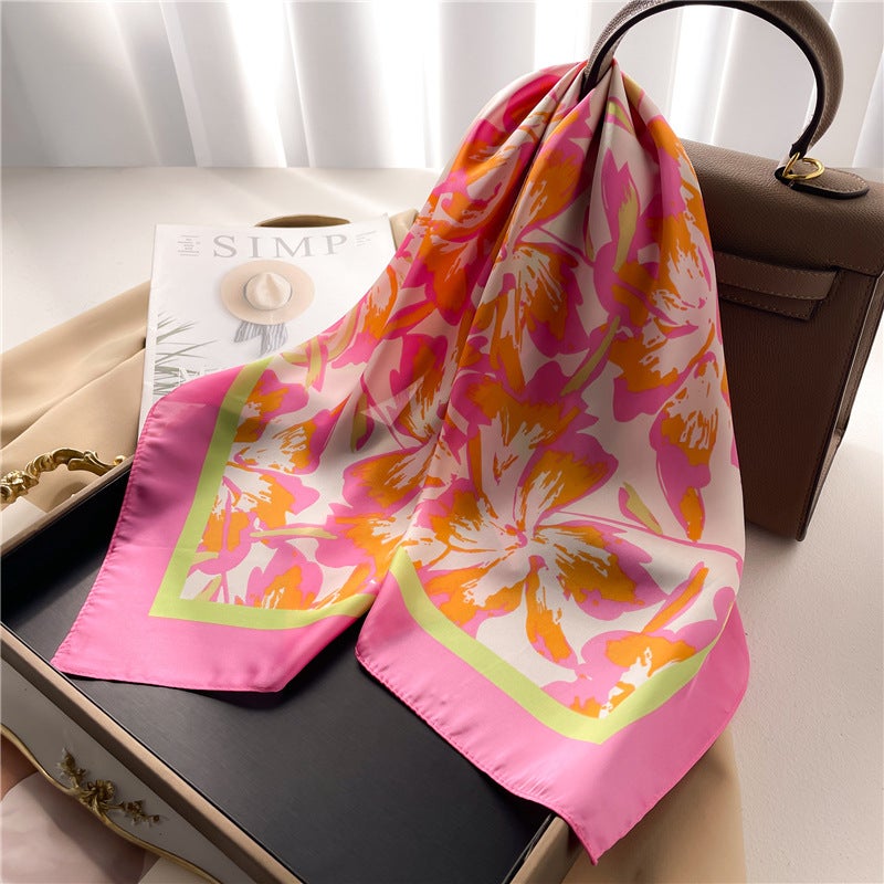 Factory wholesale scarves ladies scarf shawls 70cm Korean small square silk satin printed spring and summer sunscreen scarf - Image 2