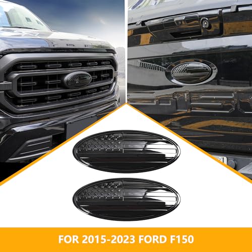 RERPRO 95 Front Grill Rear Tailgate Emblem Cover Trim Compatible with 20152023 Ford F150 Exterior Accessories Decor Overlay American Flag Oval Emblem Protector Decoration Decal 2 Pack - Image 3