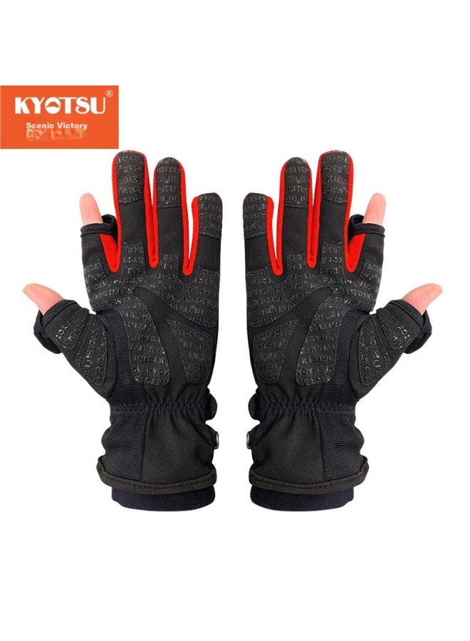 Kyotsu Jingsheng Photography Gloves, Winter Outdoor Special, Cold-proof, Warm, Waterproof, Professional Photography Gloves, Size M, Black And Red - Image 1