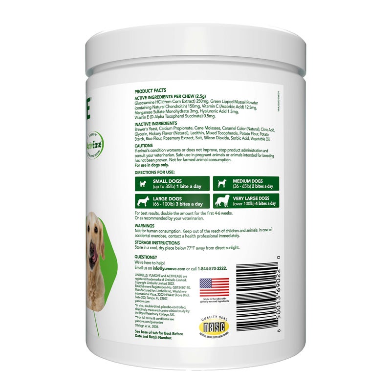 Yumove Dog Joint Supplement, Hip and Joint Supplement for Dogs with Glucosamine Chondroitin, Hyaluronic Acid, Green Lipped Mussel and Omega 3, Dog Hip and Joint Aches and Stiffness (300 Tasty Bites) - Image 2