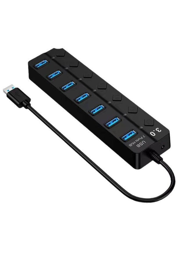 Digital Computer Usb Hub High-speed 4-port Usb 3.0 Data Transfer Device Compact Design Plug Play For Pc Laptop Desktop-Number Of Interfaces:0.3 M 7 Mouth 3.0 Blister Packaging  - Image 5