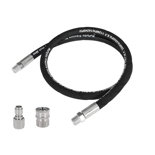 NuFlySic Pressure Washer Whip Hose Power Washer Jumper Hose for Pressure Washing with Steel Connector 3/8 Inch NPT Quick Connect Plug Hose Reel Connector Hose, 4000 PSI, 2FT, 1PCS - Image 1