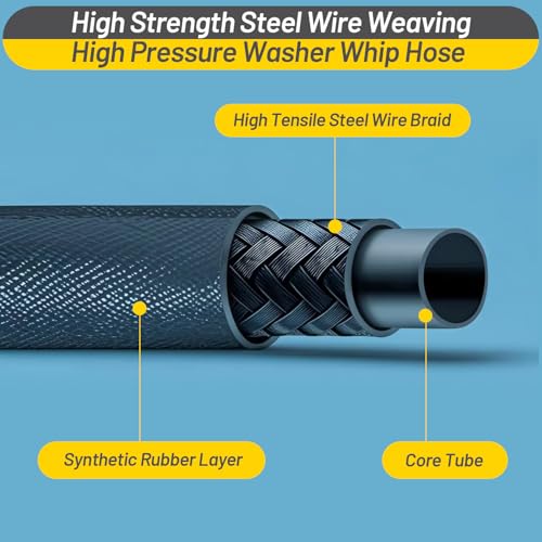 NuFlySic Pressure Washer Whip Hose Power Washer Jumper Hose for Pressure Washing with Steel Connector 3/8 Inch NPT Quick Connect Plug Hose Reel Connector Hose, 4000 PSI, 2FT, 1PCS - Image 5
