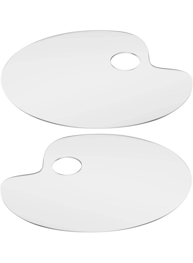 Premify طقم لوحات رسم أكريليك شفافة قابلة لإعادة الاستخدام مكون من 2 قطعة بحجم 8 × 11.8 بوصة على شكل بيضاوي للفنانين، لوحة رسم غير لاصقة، قابلة للغسل مع ثقب للإبهام، فيلم حماية للرسم للأعمال الفنية اليدوية - Image 1