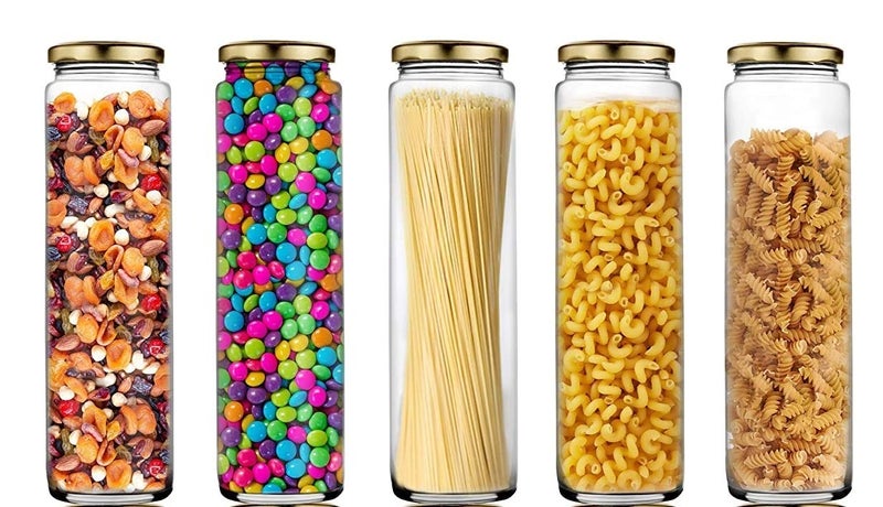 Ash  Roh Ash & Roh® BIG BAMBOO Clear Long Bamboo Glass Kitchen Storage Glass Jar for Sauce Pickle Cereal Spice Spaghetti Noodles, 500 ml - (10) - Image 3