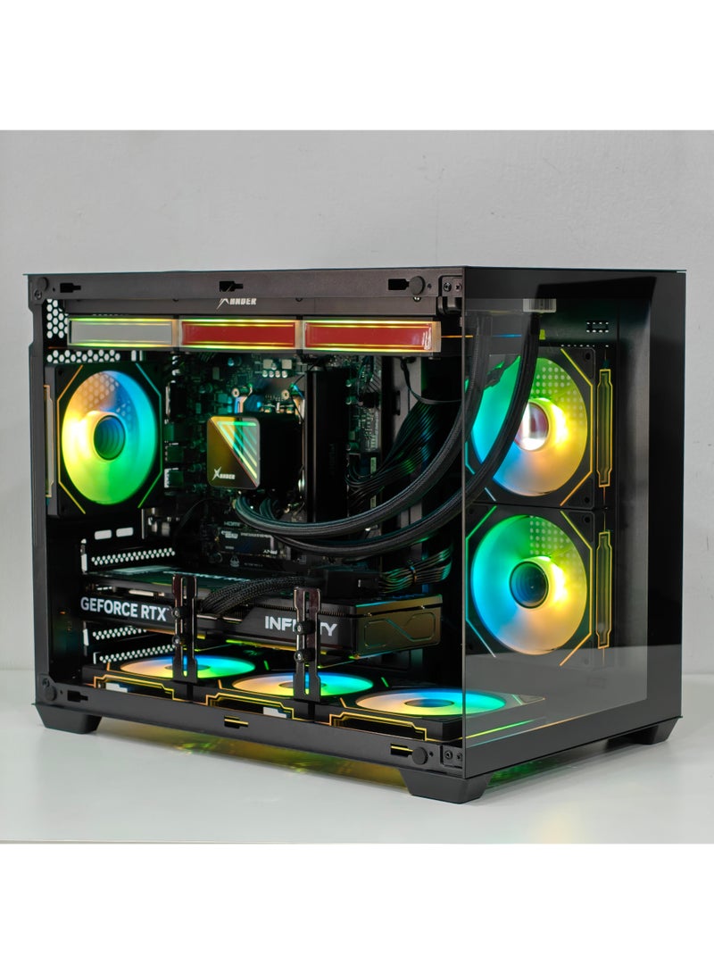 جيفوريس جهاز كمبيوتر للألعاب بمعالج Intel i5-14400F بسرعة 4.7 جيجاهرتز | بطاقة رسومات RTX 5070 بسعة 12 جيجابايت | قرص SSD بسعة 1 تيرابايت من نوع M.2 | ذاكرة وصول عشوائي (RAM) بسعة 32 جيجابايت من نوع DDR4 | مبرد سائل للمعالج بحجم 360 مم | يدعم تقنية الواي فاي | نظام التشغيل Windows 11 Pro - Image 5
