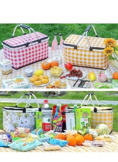 XiuWoo 20L Foldable Large Insulated Picnic Basket, Outdoor Waterproof Leak-Proof Collapsible Camping Baskets with Lid and Handles, Folding Picnic Cooler Bag for Food Delivery, Take Outs, Shopping, Travel  - Image 5