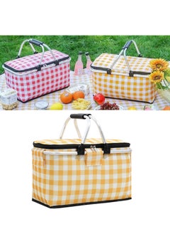 XiuWoo 20L Foldable Large Insulated Picnic Basket, Outdoor Waterproof Leak-Proof Collapsible Camping Baskets with Lid and Handles, Folding Picnic Cooler Bag for Food Delivery, Take Outs, Shopping, Travel  - Image 1
