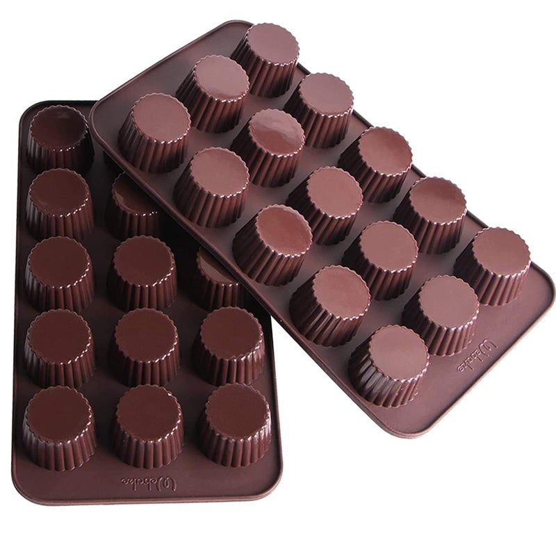 Webake Chocolate Candy Molds Silicone Baking Mold for Snack Size Peanut Butter Cup Jello Keto Fat Bombs and Cordial Pack of 2