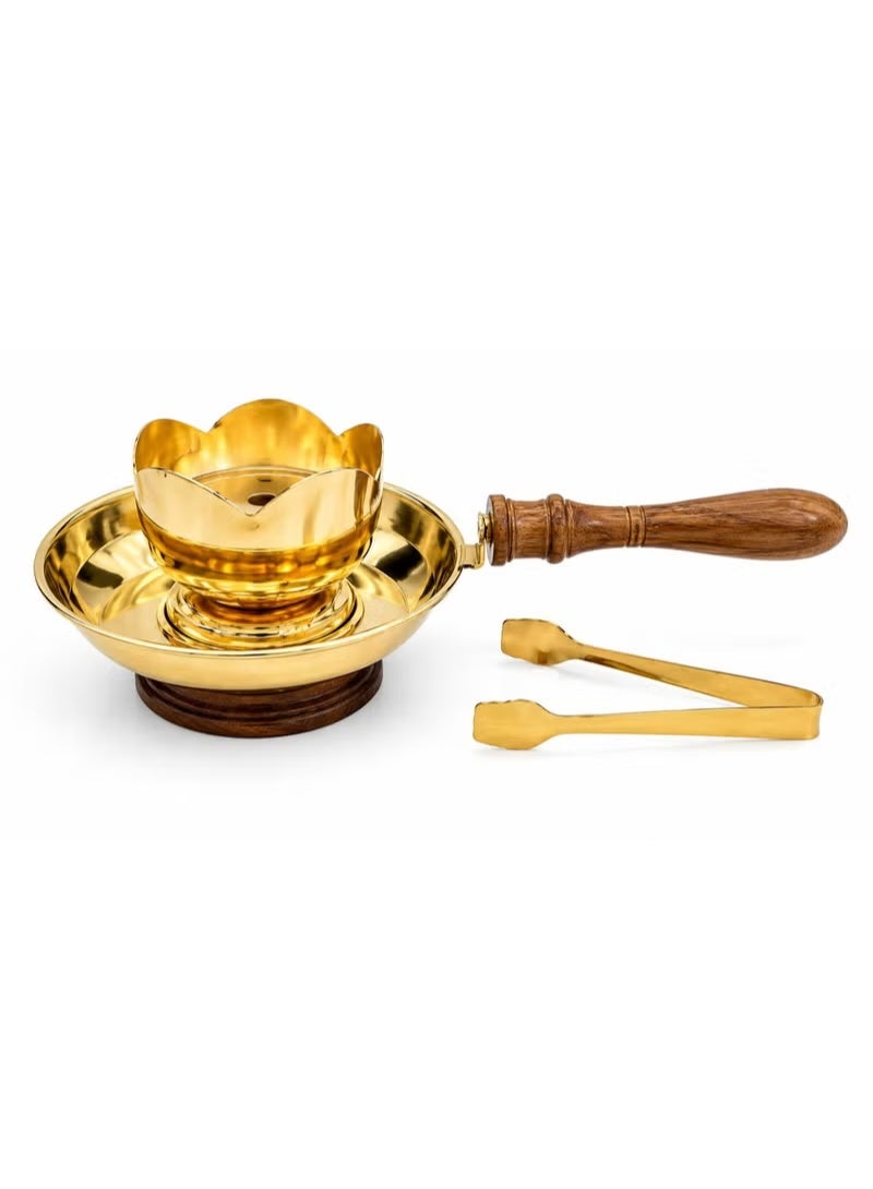 Radian Premium Stainless Steel Bakhoor Burner With Original Sheesham Wood Handle And Base – Arabic Mabkhara For Bakhoor, Oud Chips And Charcoal Tablets – Includes Tongs - Image 3