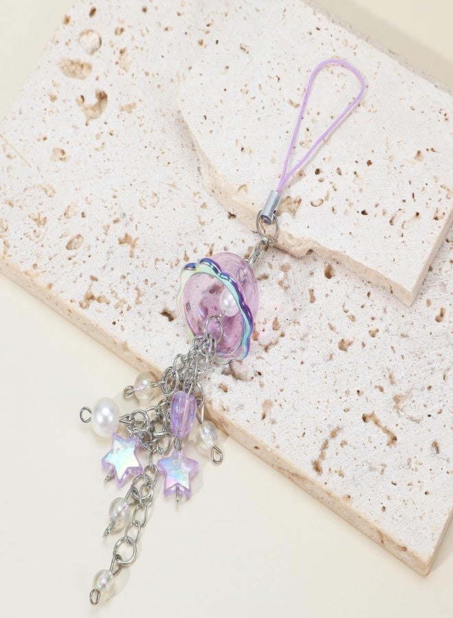 guduling 2 Pcs Jellyfish Phone Charms,Jellyfish Keychain,Cute Charm Straps with Star Heart,Kawaii Aesthetic Beaded Strap Accessory for Bag Keychain Camera Decor - Image 5