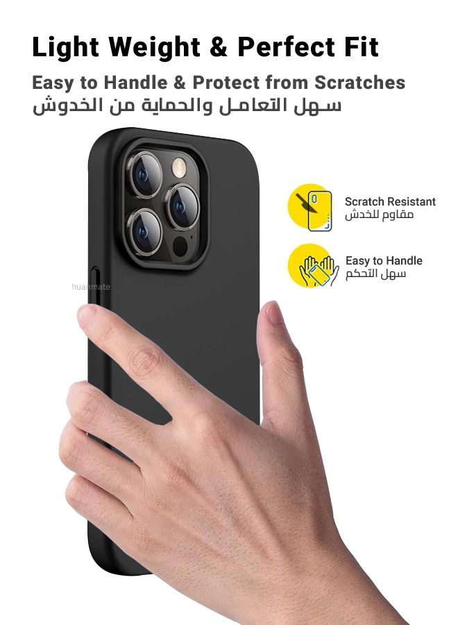 هووانميت غطاء حماية أنيق من السيليكون لهاتف أبل آيفون 14 برو ماكس‎‎ - أسود - Image 3