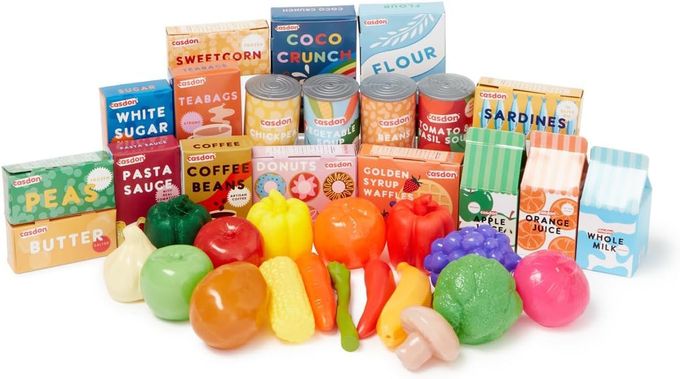 CASDON Grocery Set. Family Favourites Toy Grocery Set for Children Aged 2+. Features Fruits, Vegetables, Cans and More - Image 4