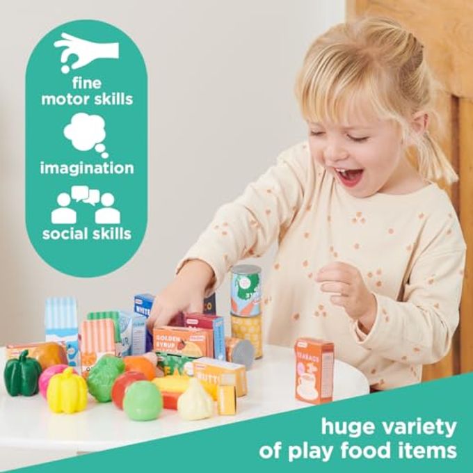 CASDON Grocery Set. Family Favourites Toy Grocery Set for Children Aged 2+. Features Fruits, Vegetables, Cans and More - Image 3