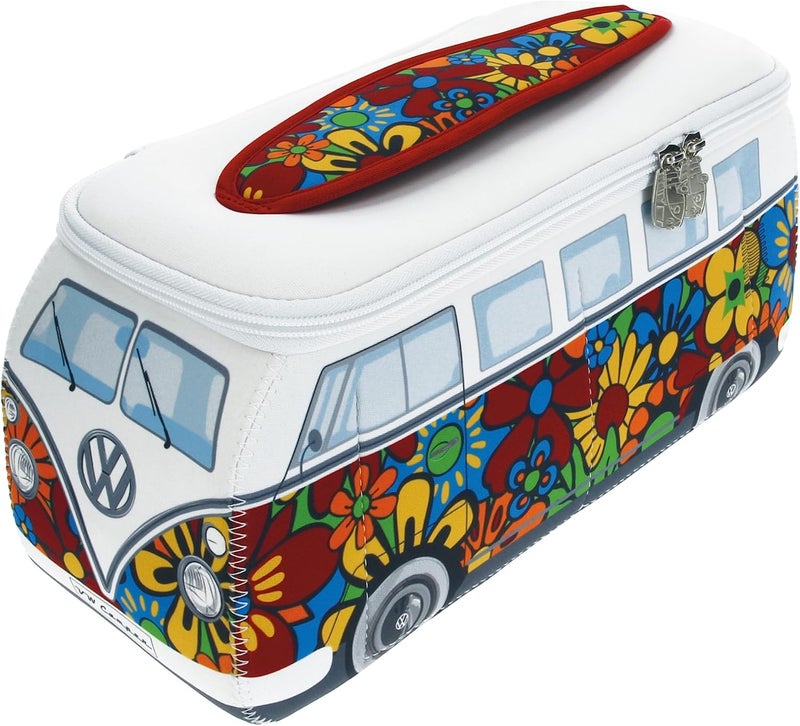 BRISA VW Collection - Volkswagen Neoprene Universal Makeup Cosmetic Travel Pharmacy Bag Pouch T1 Campervan Bus (Flower/Multi/Small)