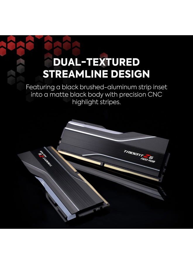 G.Skill Trident Z5 Neo RGB Series DDR5 RAM (AMD Expo) 64GB (2x32GB) 6000MT/s CL28-36-36-96 1.40V Desktop Computer Memory U-DIMM - Matte Black (F5-6000J2836G32GX2-TZ5NR) - Image 4