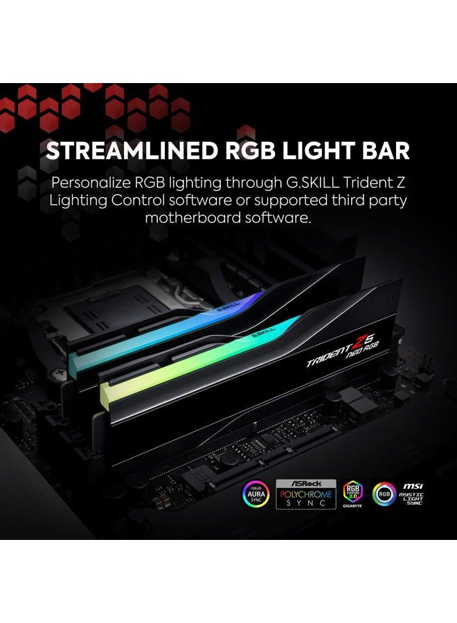 G.Skill Trident Z5 Neo RGB Series DDR5 RAM (AMD Expo) 64GB (2x32GB) 6000MT/s CL28-36-36-96 1.40V Desktop Computer Memory U-DIMM - Matte Black (F5-6000J2836G32GX2-TZ5NR) - Image 3