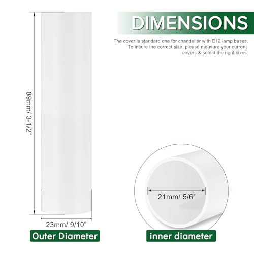 EMNOOTI 3.5 Inch Tall White Plastic Candle Covers Sleeves,Chandelier Socket Sleeves,Candelabra Base E12 Socket Covers Set of 6 (3.5 inches high / 6pcs) - Image 3