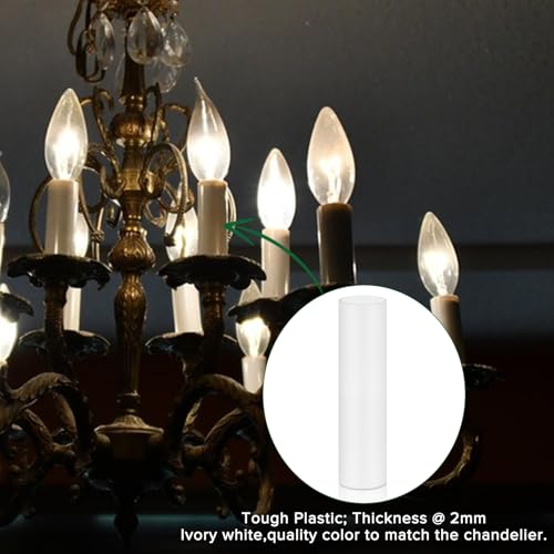 EMNOOTI 3.5 Inch Tall White Plastic Candle Covers Sleeves,Chandelier Socket Sleeves,Candelabra Base E12 Socket Covers Set of 6 (3.5 inches high / 6pcs) - Image 5