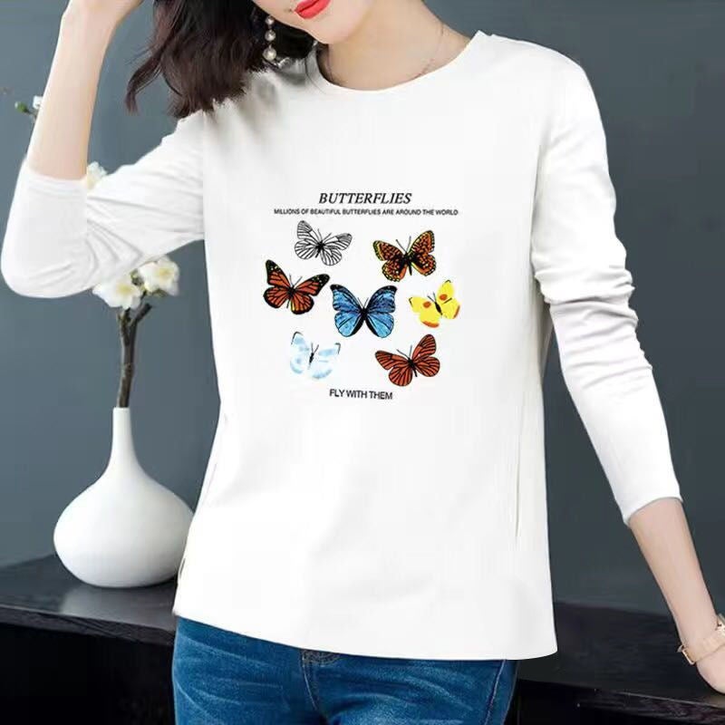 Long-sleeved T-shirt Women's 2025 Autumn Korean New Loose plus size Middle-aged Mother Printed Long-sleeved T-shirt Trendy - Image 4