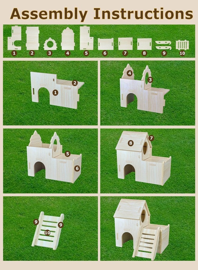 Sirvarni Hamster Hideout Cage Accessories - Hamster House and Habitat Wooden Hide Hut with Climbing Ladder and Platform for Dwarf Gerbils and Mouse Mice Rat Other Small Animals etc. - Image 3