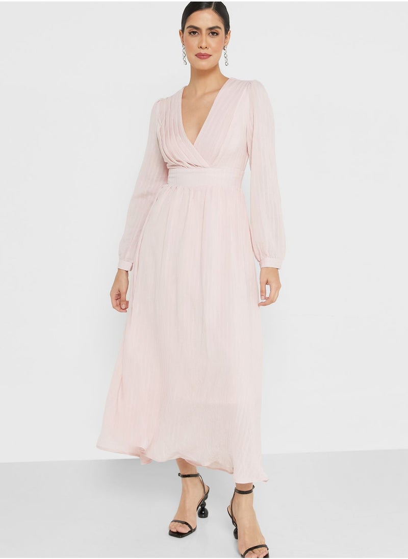 ELLA Self Textured Puff Sleeve Dress  - Image 1