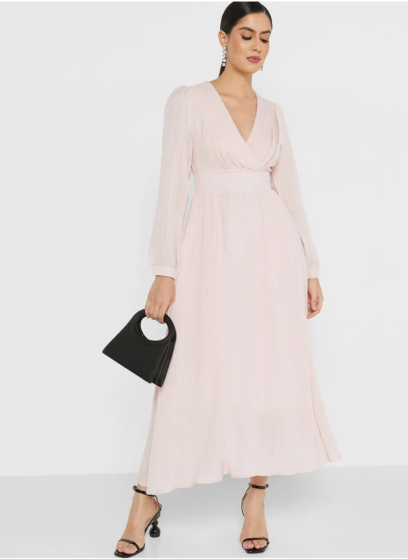 ELLA Self Textured Puff Sleeve Dress