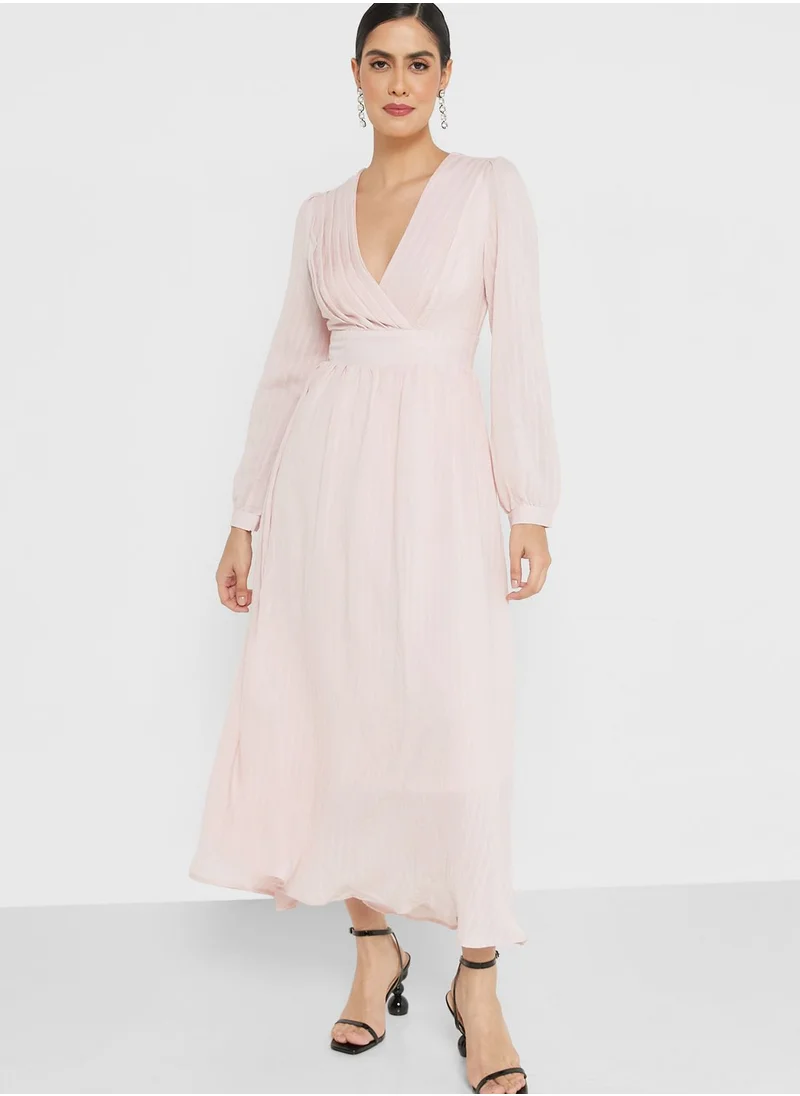 ELLA Self Textured Puff Sleeve Dress