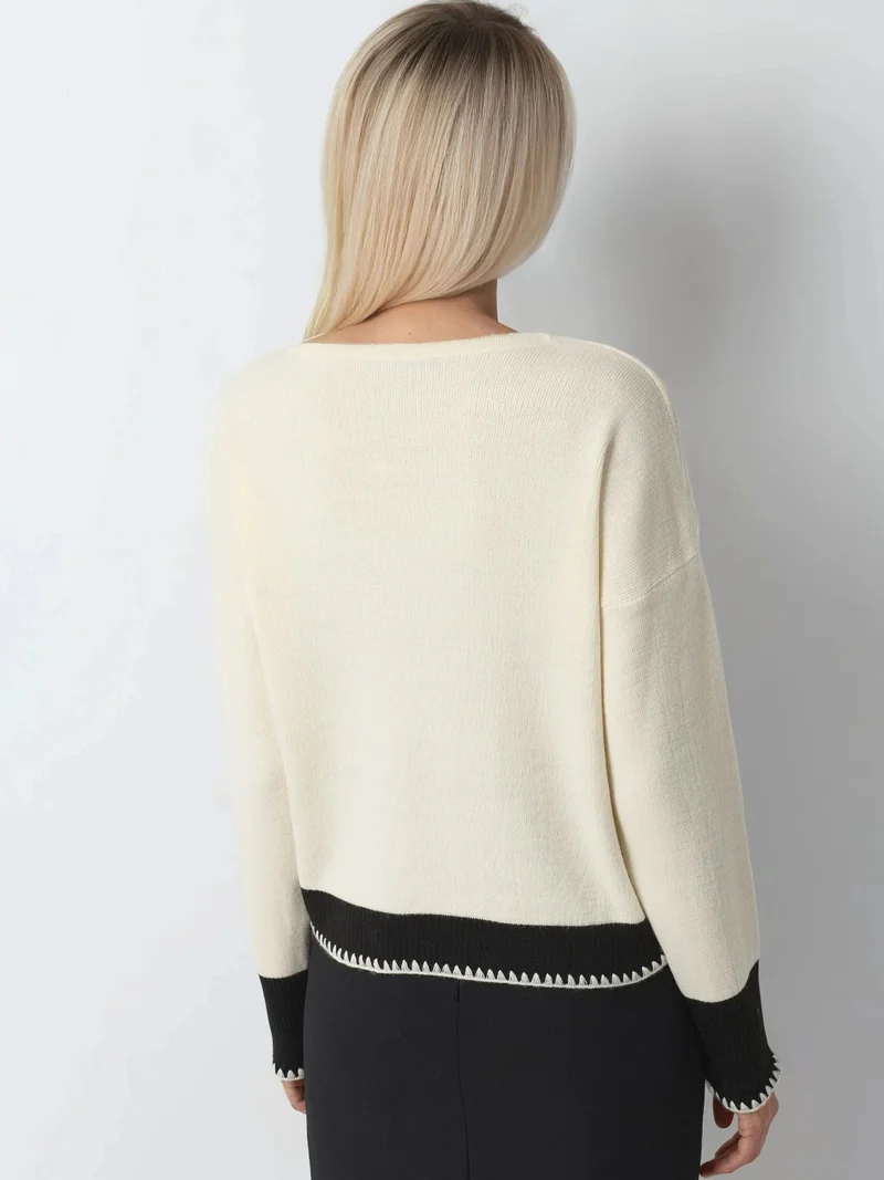 My Fashion Cream Natural MY FASHION Pocket Detailed  Knit Cardigan with Button Closure for Women | Best Price UAE