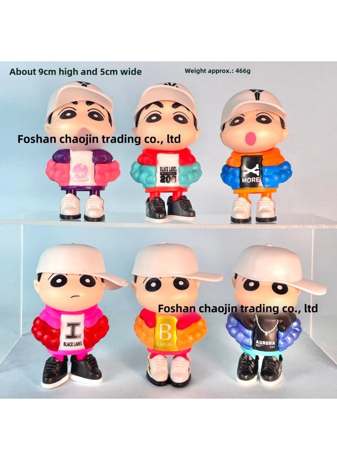Crayon Shin Daily Series Doll Handmade Animation Peripheral Car Decoration Desktop Ornaments Gashapon-Color:Bag: 6 Types Of Trendy Clothing Xiaoxin - Image 1
