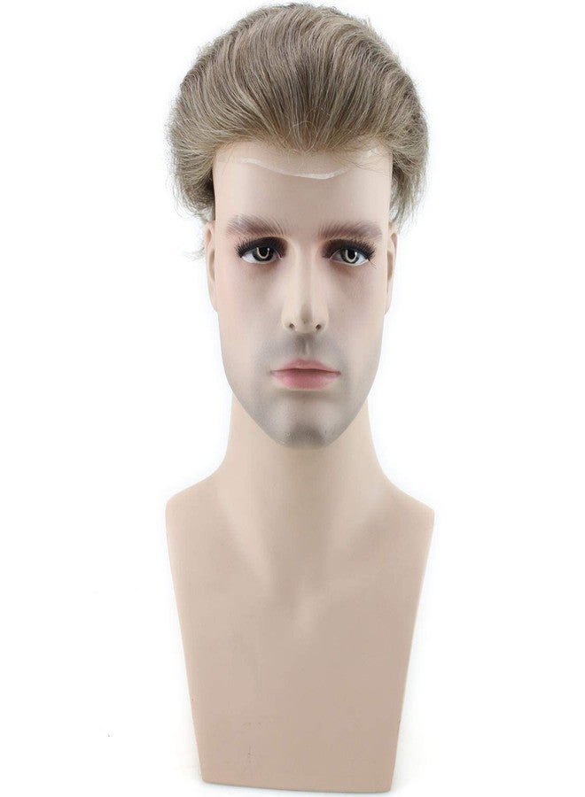 Voloria Men's Toupee Monofilament Net with PU around Base European Virgin Human Hair Lace Front Mens Hairpiece Hair Replacement System 10"×8" #7 Brown Color - Image 3