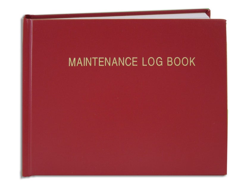 BookFactory Red Maintenance Log Book - 120 Pages 9'' x 7'' Red Imitation Leather Cover Section Sewn Hardbound (Made in USA)