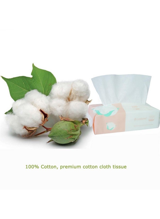 careboree Pure Cotton Careboree Soft Dry Baby Wipes Facial Cleansing Cloth Disposable Unscented Multi-Purpose Pure Cotton Tissue (2 PACK-200 Count) - Image 2
