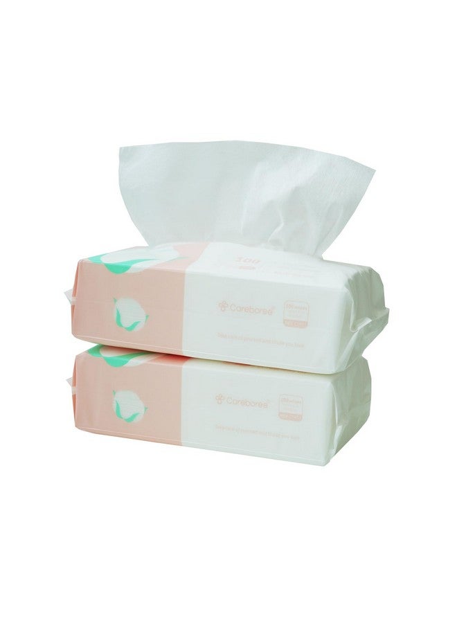 careboree Pure Cotton Careboree Soft Dry Baby Wipes Facial Cleansing Cloth Disposable Unscented Multi-Purpose Pure Cotton Tissue (2 PACK-200 Count) - Image 1