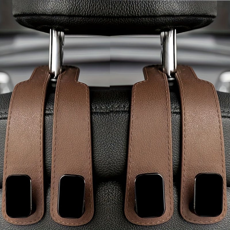 2pcs Grey Car Seat Back Multifunctional Double Hook Storage Hook With Hidden Design Easy To Install Strong Load Bearing Capacity And Adjustable Mobile Phone Holder - Image 4