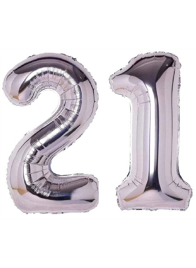 Propsicle 16 inch Birthday Foil 21 Number Helium Balloon Party Decoration Silver Pack of 2 | 21 Year No. Balloons Birthday/Anniversary | Twenty One Number - Image 1