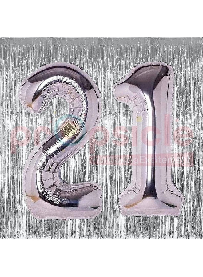 Propsicle 16 inch Birthday Foil 21 Number Helium Balloon Party Decoration Silver Pack of 2 | 21 Year No. Balloons Birthday/Anniversary | Twenty One Number - Image 2