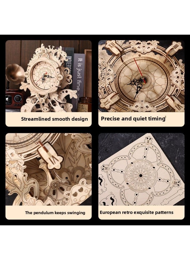 Nosto Puzzle Creative Toy Custom Wood Carved Clock Assembled Model Stereo Assembled Now-Color:Spot Without Graffiti ment - Image 4
