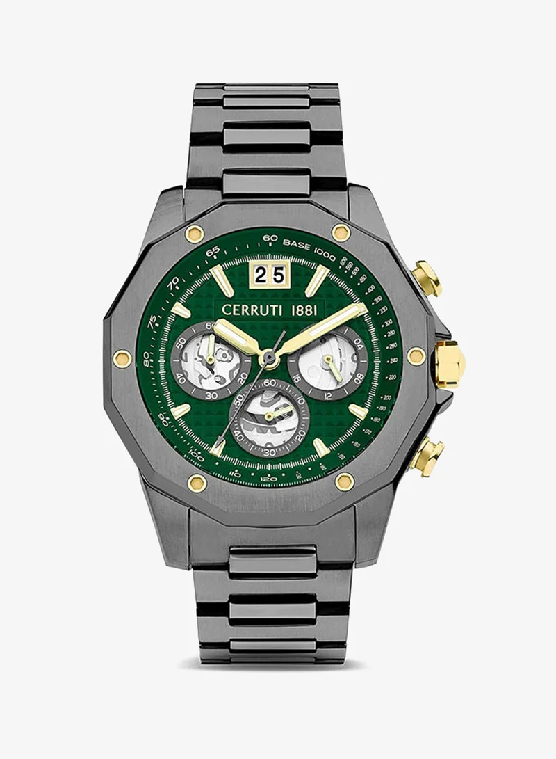 CERRUTI 1881 Men's Round Shape Stainless Steel Band Analog Wrist Watch 45.5 mm - Green Dial - CIWGI2207403