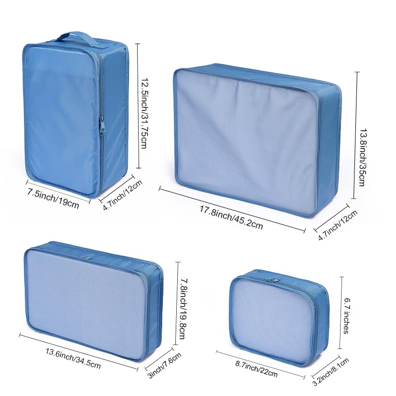 JJ POWER Travel Packing Cubes, Luggage Organizers with Shoe Bag (Sea Blue) - Image 2